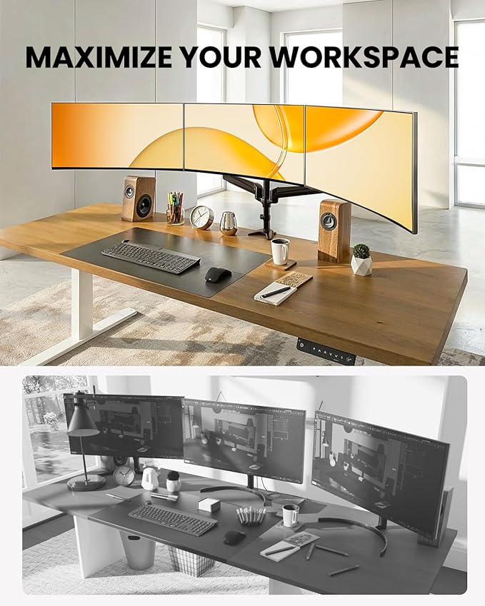 ErGear Triple Monitor Mount, Fully Adjustable Gaming 3 Monitor Desk Mount - Image 7