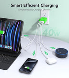 2 Pack USB C Charger, 40W Fast Charge Cube, 4-Port QC+PD Wall Plug, Galaxy S24 - Image 2