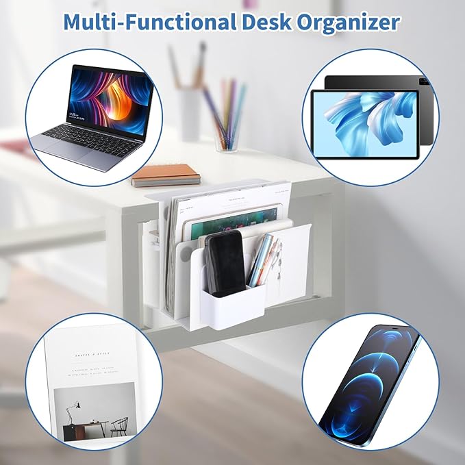 2 Tier Desk Side Storage, Under Desk Laptop Holder - Image 6