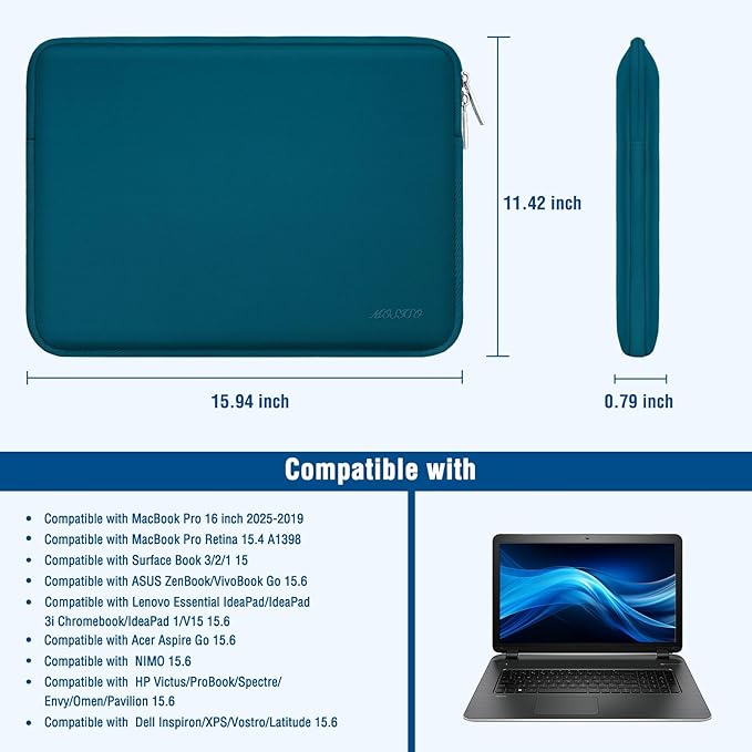MOSISO Laptop Case 16 inch, 15-15.6 inch Laptop Sleeve Bag Compatible - Image 5