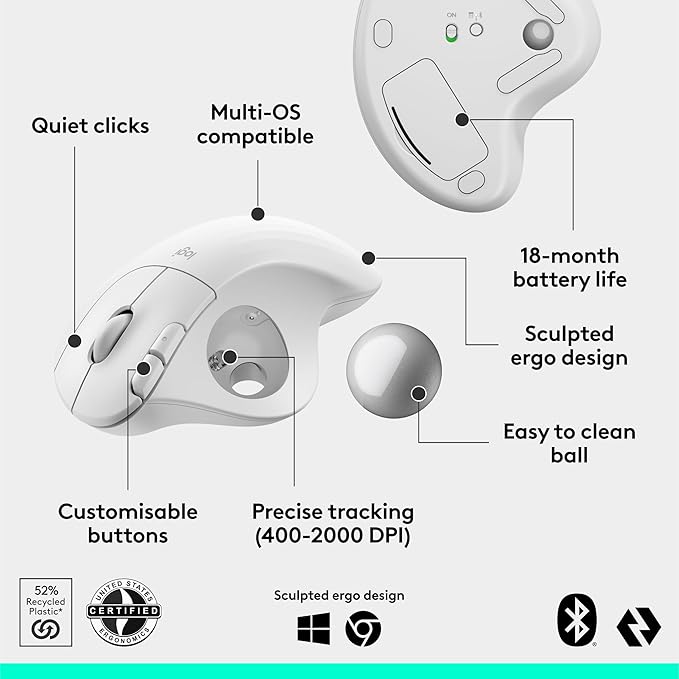 Logitech Ergo M575S Wireless Trackball Mouse, Wireless Ergonomic Mouse - Image 6