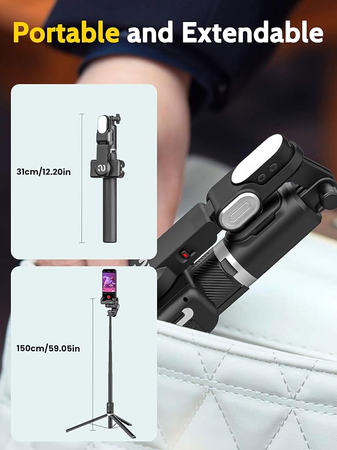 Auto Face Tracking Tripod 360 Rotation w/Stand, Selfie Stick Tripod - Image 7