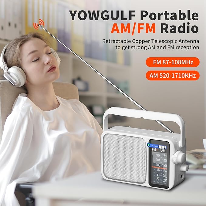 YOWGULF AM FM Radio with Best Reception, Battery Operated or AC Power, Large - Image 2