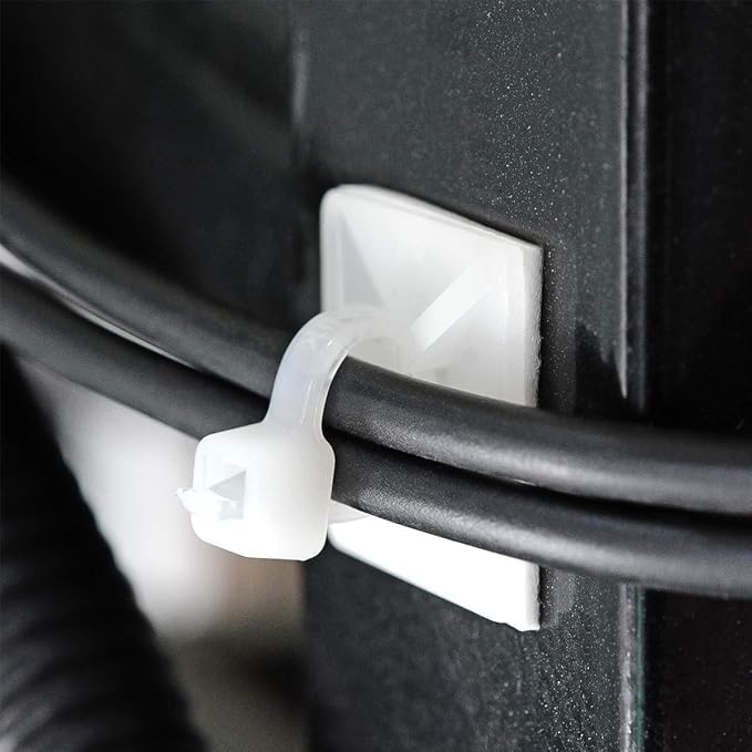 3/4" Strong Back-Glue Self Adhesive White Cable Zip Tie Mounts 100pcs - Image 3