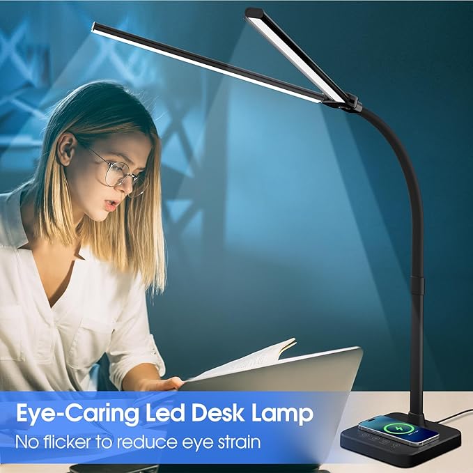 ShineTech LED Desk Lamp for Home Office, 24W Double Head Desk Light - Image 5