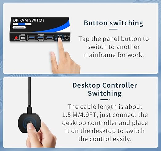 Dual Monitor Kvm Switch 2 Monitors 2 Computers HDMI 4k@60HZ, USB3.0. kvm - Image 7