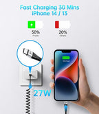 USB Type C to Lightning Cable 3FT 2Pack, Coiled iPhone Charger Fast Charging - Image 2