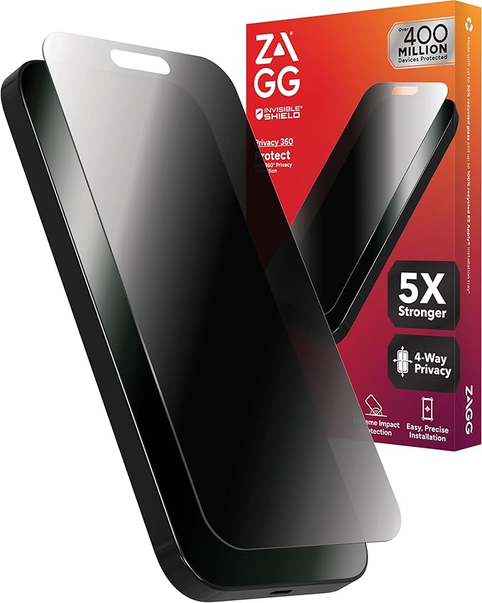 ZAGG InvisibleShield Glass Elite Privacy iPhone 15 Screen Protector by ZAGG