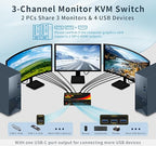 2*DP+1*HDMI KVM Switches 3 Monitors KVM Switch 2 Monitors 2 Computers Display - Image 2