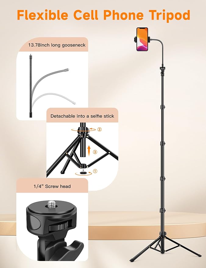 Phone Tripod Stand, Portable Phone Stand - Image 6