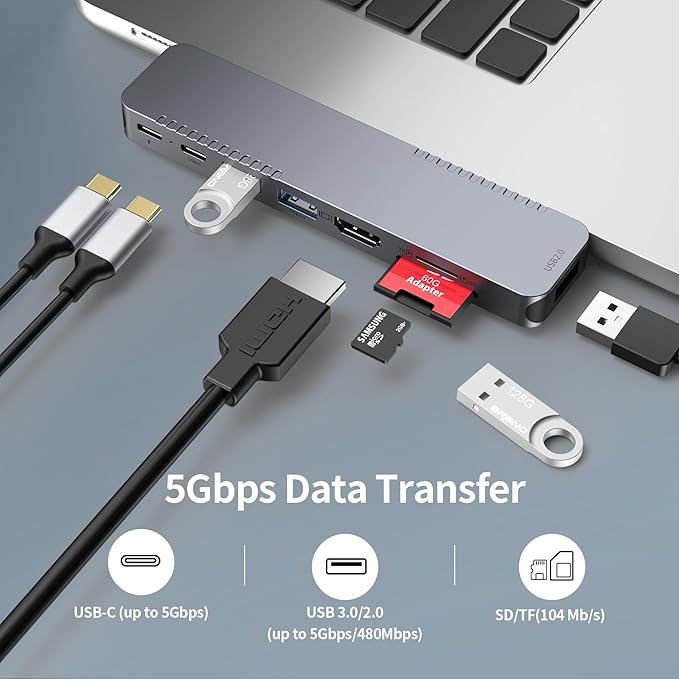 BHHB USB C Hub Adapter for MacBook Pro Air Docking Station 8-in-2 for Mac Book - Image 6