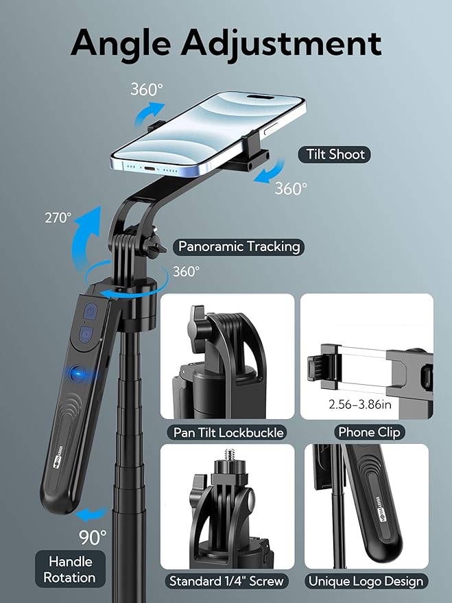 Auto Face Tracking Tripod 360 Rotation, Phone Tripod - Image 8