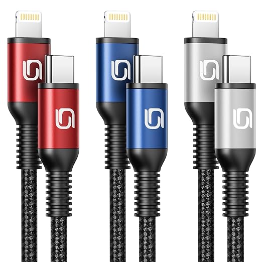 USB C to Lightning Cable 6ft 3Pack iPhone Charger Fast Charging Cord Braided by OHBOX