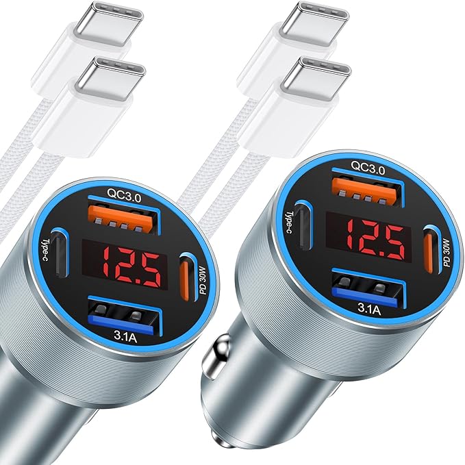 iPhone Fast Car Charger, 65W 4-Port USB C Car Phone Charger Adapter by Avatcen