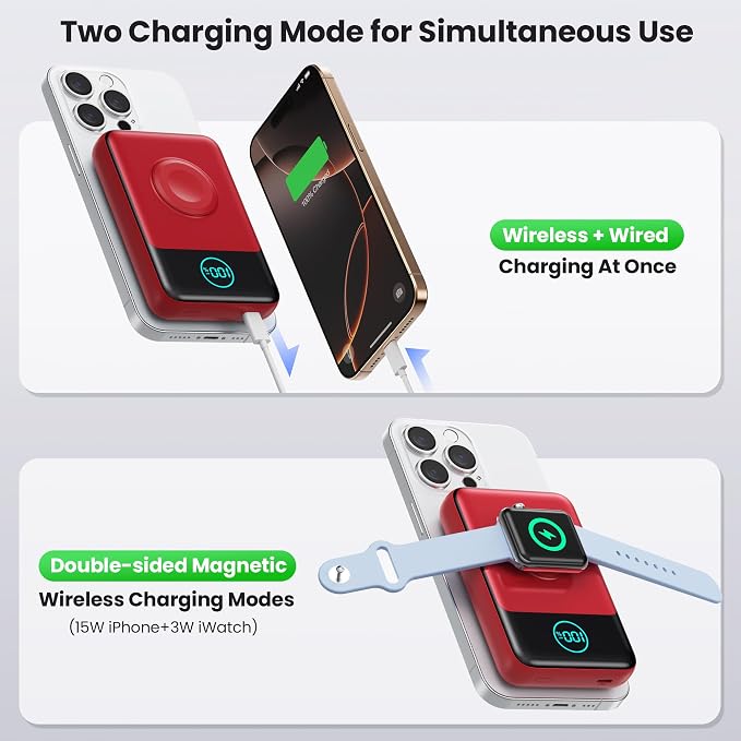 Magnetic Portable Charger for iPhone, 3-in-1 10800mAh Qi2 15W Wireless Power - Image 7