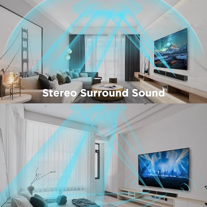 MZEIBO Sound Bar for Smart TV, 80W Bluetooth Soundbar 2 in 1 Detachable Design - Image 8