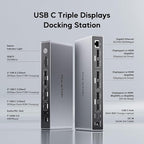 Displaylink Docking Station, PULWTOP USB C DisplayLink Dock Triple Displays - Image 2