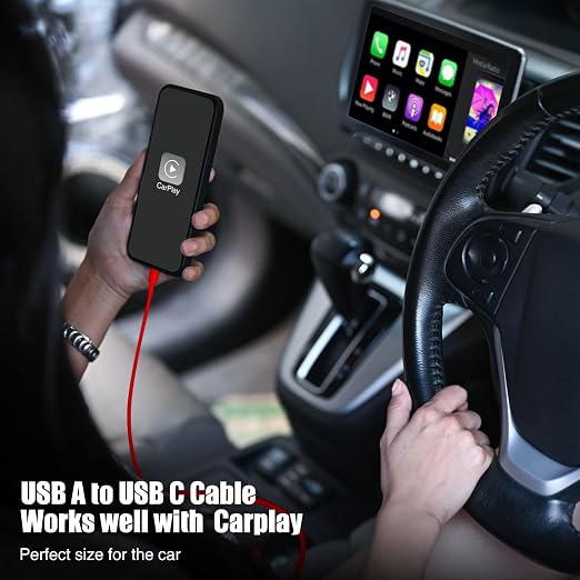 3-Pack Red USB A to USB C Cable，USB to USB C Car Carplay Cable - Image 2