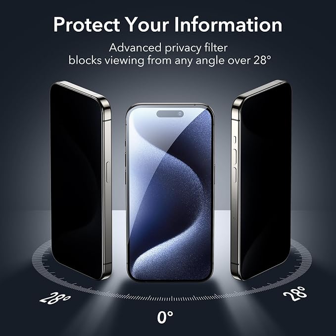 ESR 3+1 Pack for iPhone 15 Pro Max Privacy Screen Protector Set, Anti-spy - Image 2