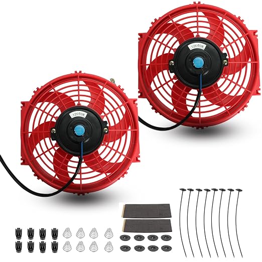 2PCS 10 inch Slim Fan Push Pull Electric Radiator Cooling 12V 80W Mount by FSBCGT