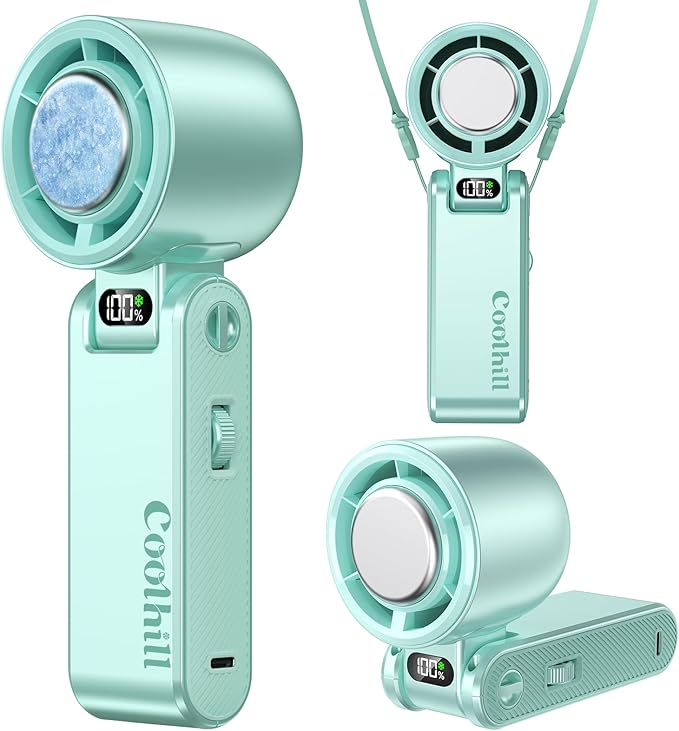 Handheld Portable Fan with Ice Cooler: 100-Speed 5500mAh Rechargeable Handheld by Unknown