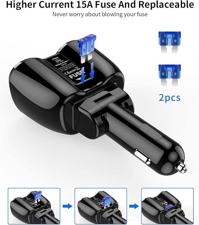 Cigarette Lighter Splitter, SUPERONE 180W 2-Socket Cigarette Lighter Adapter - Image 8