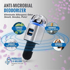 Car Air Purifier 3in1 Premium Stainless Steel Air Filter Ionizer w/Dual USB - Image 2