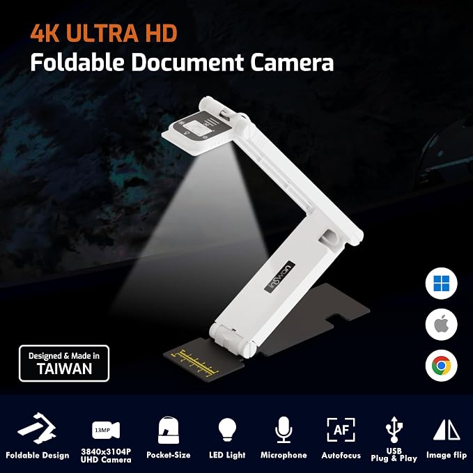 INS-Flip 4 4K USB Portable Document Camera/Webcam/Visualiser—13MP Ultra HD - Image 2
