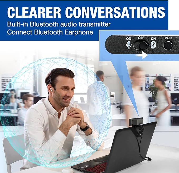 1080P Webcam with Mics, Auto Light Correction, USB Plug&Play, Privacy Cover - Image 2