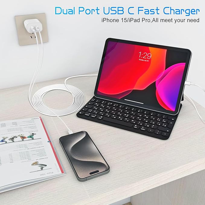 Dual Port USB C Charger for iPhone 16 15, Quick Double USBC Charger Fast - Image 5
