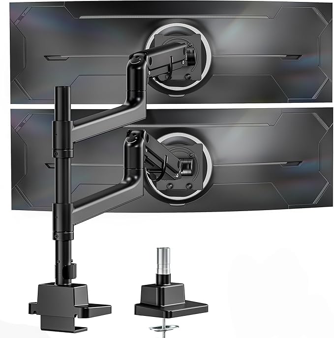 monTEK Dual Monitor Arm for up to 57" and 59.4 lbs Ultrawide Screen, Aluminum by monTEK