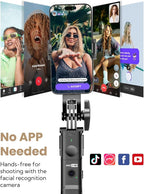 Auto Face Tracking Tripod for iPhone 360°Rotation, Selfie Stick for Android - Image 3