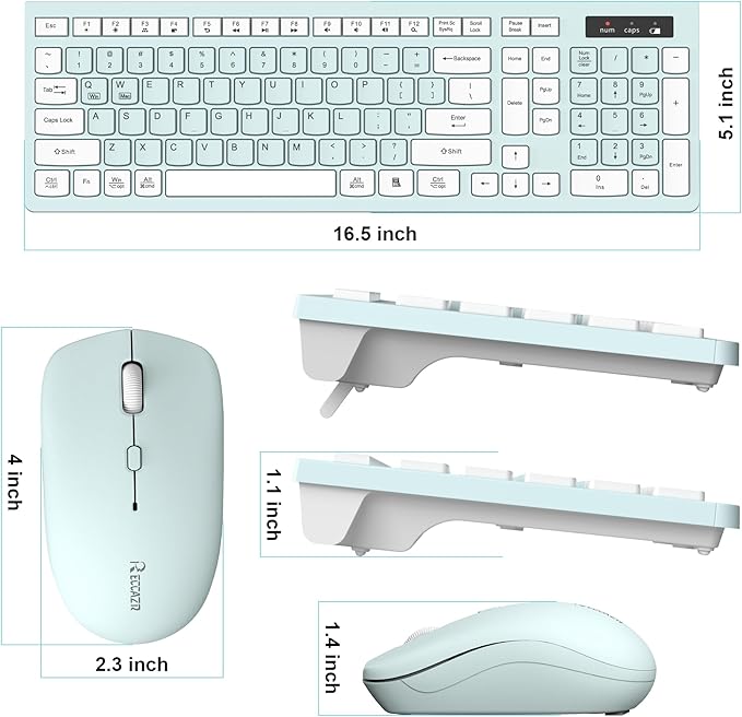 Wireless Keyboard and Mouse Combo, Full-Sized Wireless Keyboard and Adjustable - Image 9