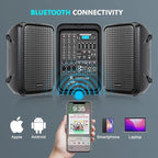 All-in-One 2-Way PA Speaker System DJ Mixer Bundle, 300W 8-Channel Mixer - Image 2