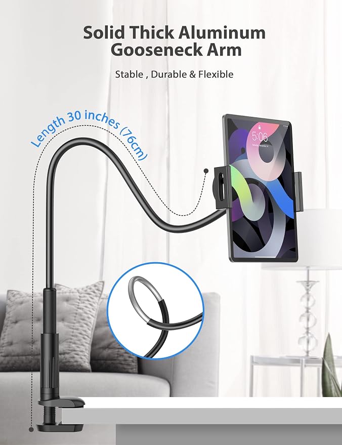Tablet Stand Holder for Bed, Gooseneck Mount - Image 4