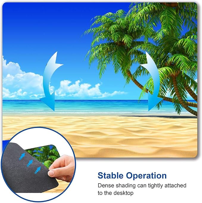 Beach Mouse Pad, Mouse Mat Square Waterproof Mouse Pad Non-Slip Rubber Base - Image 6