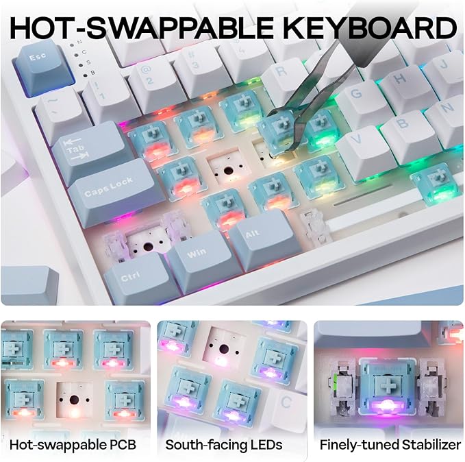 EPOMAKER TH108 Full Size Mechanical Keyboard, Wireless Gaming Keyboard - Image 7