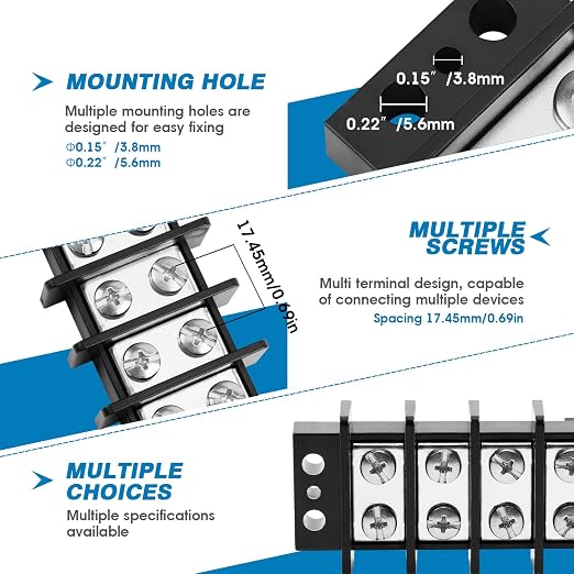 GLOSO TBE Double Row Stainless Terminal Blocks, Marine Grade, 4-14 AWG Cu - Image 4