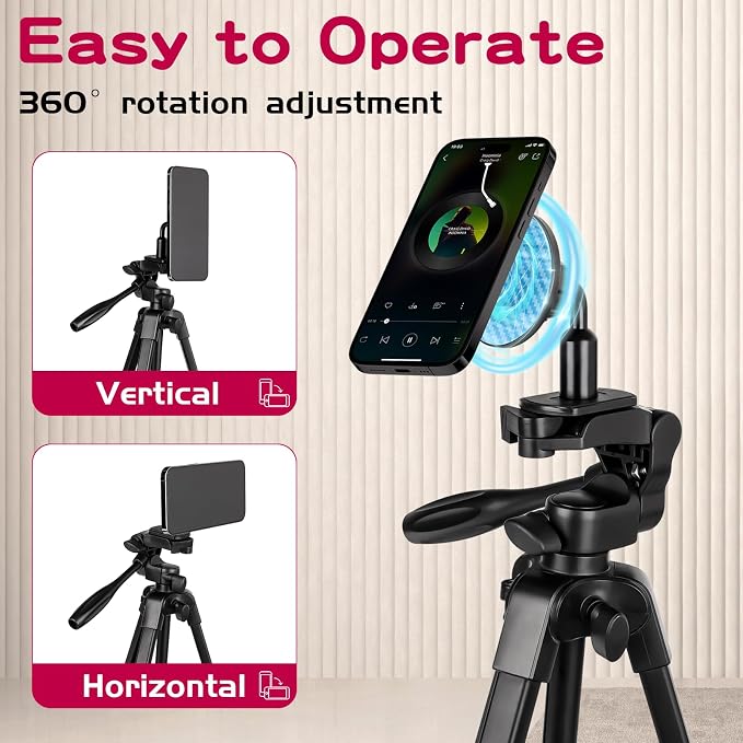 55" Phone Tripod, PHOPIK Aluminum Extendable Tripod Stand - Image 3