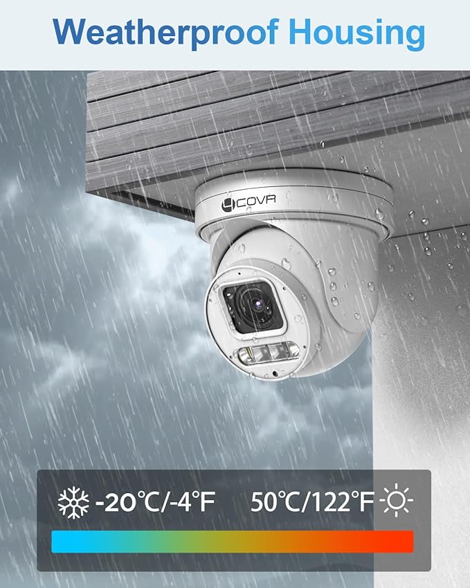 4COVR PoE PTZ Security Camera System, 4X 5MP PoE IP PTZ Camera Two Way Audio - Image 8