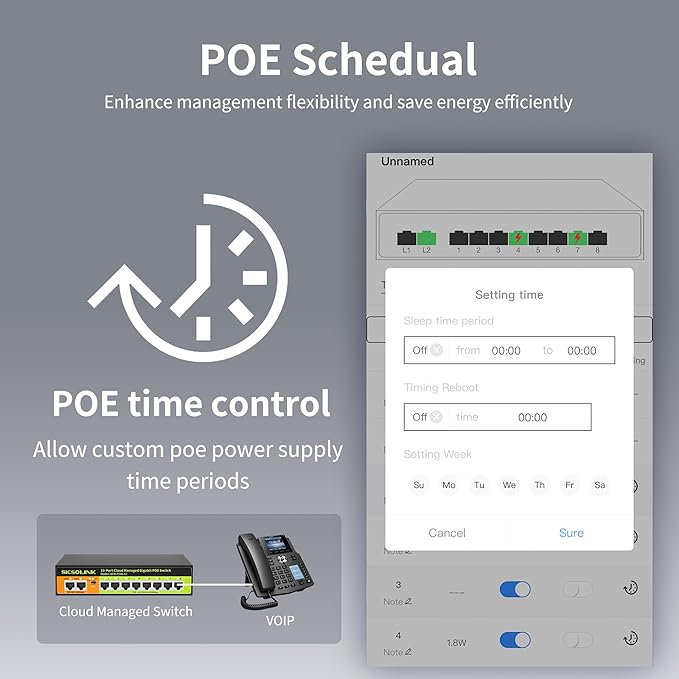 POE Switch, 10 Port Gigabit Switch, Easy Smart Cloud Managed Switch/Ethernet - Image 6