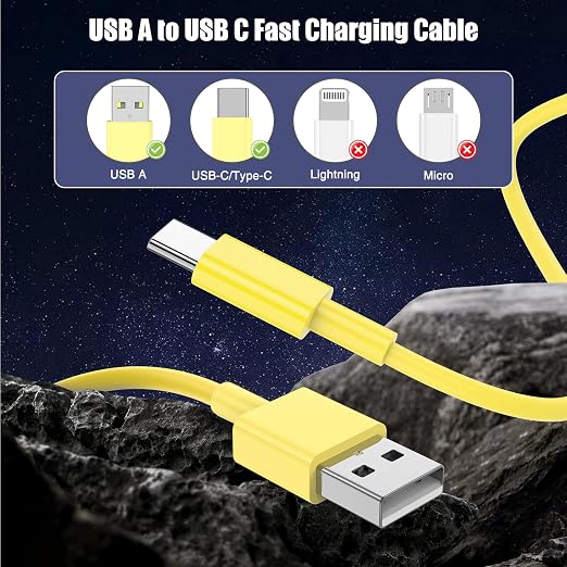 3-Pack Yellow USB A to USB C Cable，USB to USB C Car Carplay Cable - Image 5