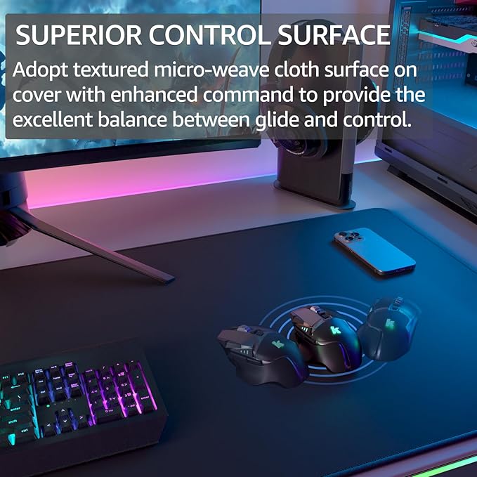 KTRIO Oversized Gaming Mouse Pad Desk Mat, Micro-Weave Cloth - Image 2