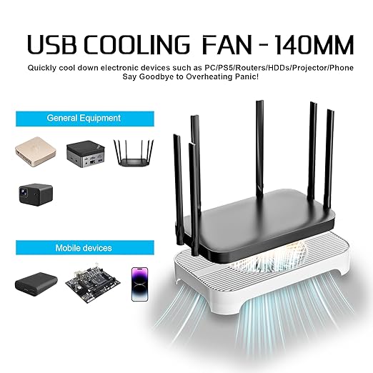 X3 USB Cooling Fan, 18dB Ultra-Quiet 140mm USB PC Fan - Image 2