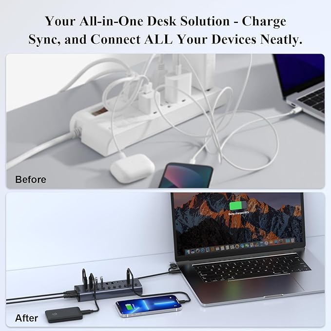 Powered USB Hub, 10-Port USB C Hub - Image 8