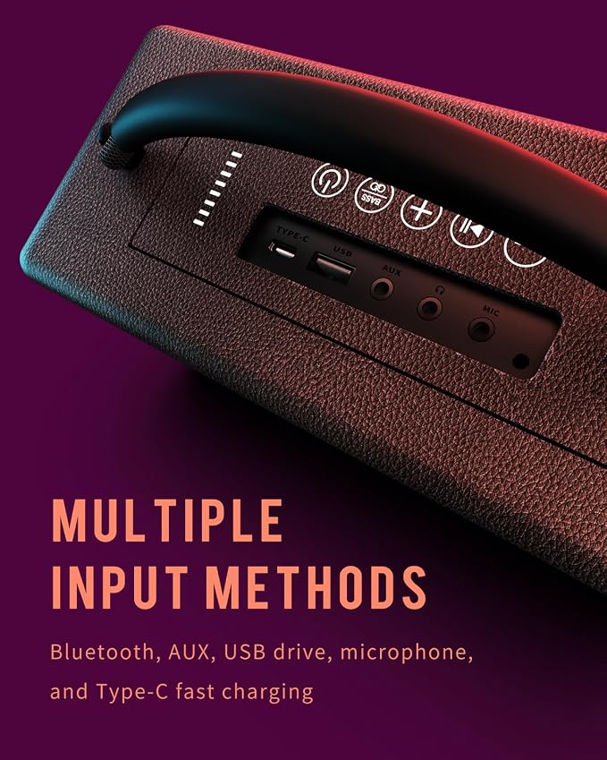 DINDIN Portable Bluetooth Speaker: 80W, 20H Playtime, Loud Wireless Wood - Image 7