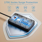 Power Strip with USB Ports, HUNIAN 5 Ft Extension Cord Flat Plug with 8 Outlets - Image 6