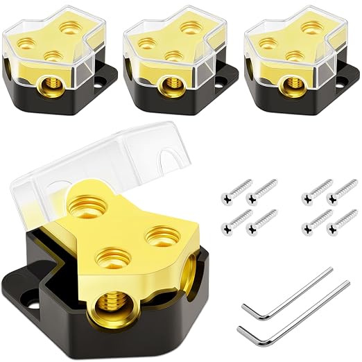 12V Power Distribution Block Car Audio 2 Way 0/2/4 Gauge in 4/6/8 Gauge Out by Unknown