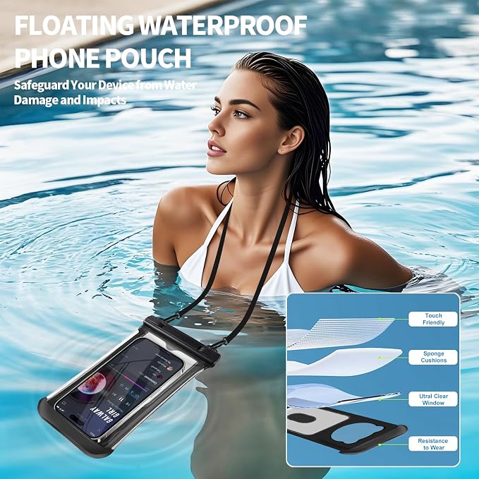 2 Pack Waterproof Phone Pouch, IP68 Waterproof Phone Cases Floating Up to 8.5" - Image 4