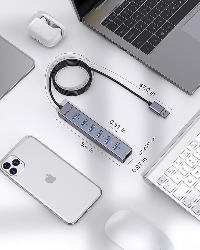 FORIDA USB to USB Hub Long Cable, 8 Ports USB 3.0 Adapter - Image 6